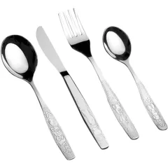 Set of cutlery “Fidget” for children [4 pieces]  stainless steel  silver.