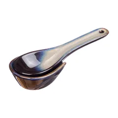 Ложка для мисосупа «Пати» с подставкой фарфор ,H=3,L=14см серый,синий