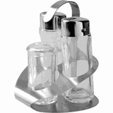 Набор для специй солонка, перечница, стакан для зубочисток на подставке стекло,нерж. ,H=120,L=91,B=8