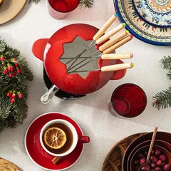 Мармит для фондю 10 предметов набор чугун 1,5л D=16см, изображение 3