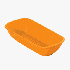 Basket for proofing dough, oval, 1.0 kg  polyprop. , H=72, L=350, B=130mm  orange.