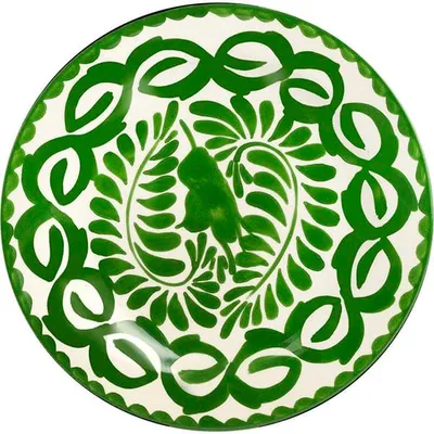 Тарелка «Пуэбла ПиЛиф» мелкая керамика D=23см белый,зелен.