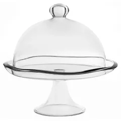 Cake stand with “Barena” lid  glass  D=21, H=22.5 cm  clear.