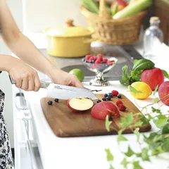 Нож поварской «Диакросс» сантоку сталь нерж. ,H=20,L=260/140,B=25мм металлич., изображение 3