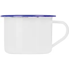 Enameled sauceboat-mug steel 120ml D=6cm white,blue