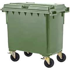 Container for garbage on wheels  660 l  green.