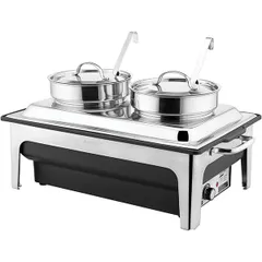 Мармит-супница (4л х 2шт) электрический 50Гц с двумя половниками сталь нерж.,полипроп. 8л ,H=31,L=64