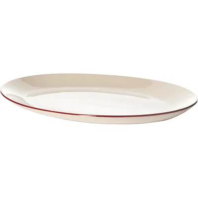 Блюдо «Кларет» овальное фарфор ,H=25,L=390,B=310мм бежев.,бордо, Длина (мм): 390, изображение 2