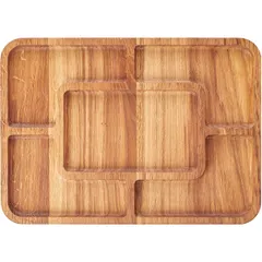 Менажница 5 секций прямоугольная дуб ,H=25,L=300,B=250мм деревян.