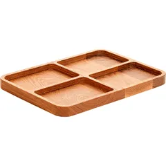 Менажница 4 секции прямоугольная дуб ,H=2,L=35,B=25см деревян., изображение 2