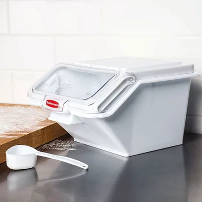 Контейнер для сыпучих продуктов с крышкой и совком полипроп. 10л ,H=21,5,L=38,B=30см белый, изображение 5