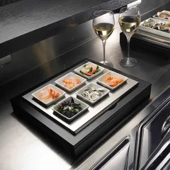 Станция буфетная с салатниками [6шт] с охлаждением дерево ,H=55,L=380,B=320мм тем.корич., изображение 2