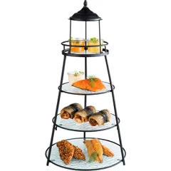 Этажерка 4 яруса D=12-20.5-25-30.5см металл,стекло ,H=62см черный,прозр., изображение 4