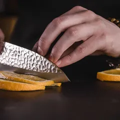 Нож кухонный «Нара» односторонняя заточка сталь нерж.,дерево ,L=220/105,B=36мм металлич.,тем.дерево, изображение 4