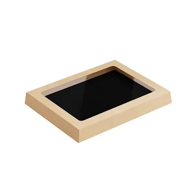 Крышка для бумажного контейнера OneClick 1000 мл картон,полипроп. ,L=15,B=20см св.корич.,прозр.