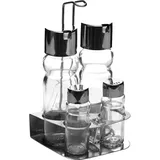 Набор для специй 4 предмета+салфетница на подставке стекло,сталь нерж.