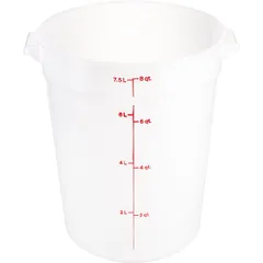 Graduated food container  polyethylene  7.6 l  D=25.2, H=27.6 cm  white