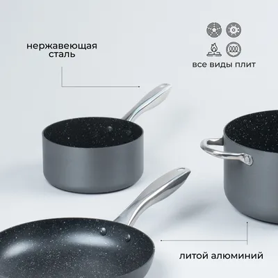 Набор посуды для приготовления «Уитфорд»[4шт] алюм.литой,сталь нерж. граф.,черный, изображение 6