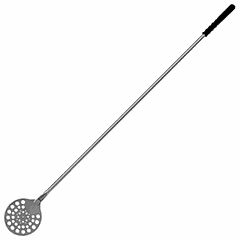 Shovel turn. for pizza perforated  stainless steel, rubber  D=20, L=170cm  metallic, black