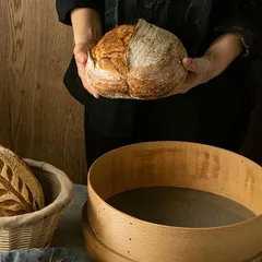 Корзина для расстойки теста круглая на 1,0кг лоза ивовая,ткань D=24,H=12,5см бежев., изображение 4