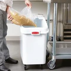 Контейнер для сыпучих продуктов на колесах полипроп. 97,5л ,H=71,L=75,B=39,5см белый, изображение 2