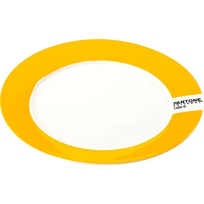 Тарелка «Пантон» фарфор D=200,H=15мм белый,желт.