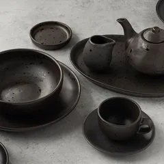 Тарелка «Оникс» с бортом керамика D=11см черный, изображение 4