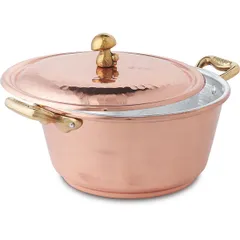 Pan with lid  copper, tin  D=28, H=11cm  copper