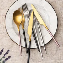 Нож столовый «Дистрикт Блэк Голд Мэтт» сталь нерж. ,L=225,B=18мм золотой,черный, изображение 4