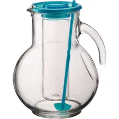 Jug "Kufra" with cooler  glass  2 l  clear, blue.