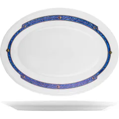 Блюдо «Астрал» овальное стекло ,L=30,B=22,5см белый,синий