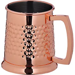 Beer mug riffled stainless steel, copper 400ml D=85,H=115mm copper