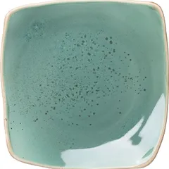 Plate “Erboso Reativo” square  porcelain , L=22, B=22cm  turquoise, beige.