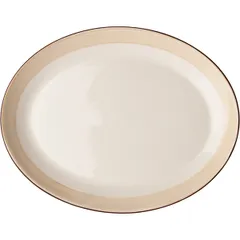 Блюдо «Чино» овальное фарфор ,H=31,L=305,B=240мм белый,бежев.