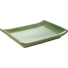 Dish “Kyoto-Green” rectangular  ceramics , L=17.5, B=12.5cm  green, light brown.