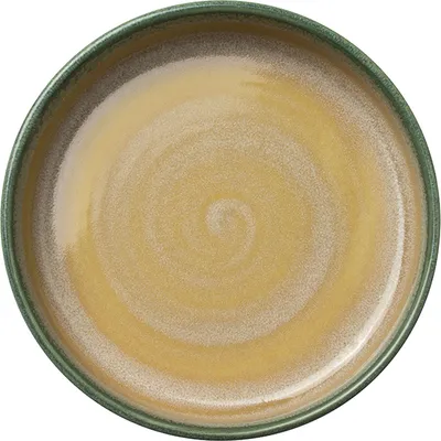 Тарелка с бортом «Аврора Революшн Джейд» фарфор 1,065л D=165,H=45мм бежев.,зелен., изображение 2