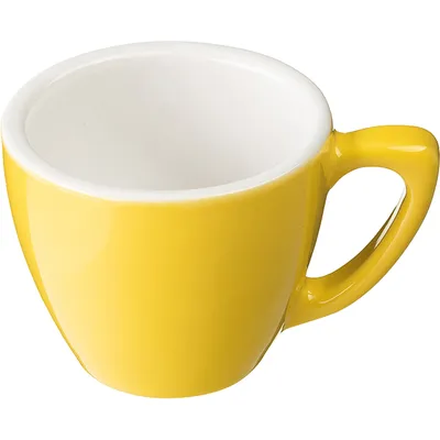 Чашка кофейная «Пур-Амор» фарфор 80мл D=66/40,H=55,L=90мм желт.,белый, изображение 2