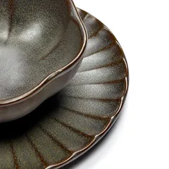 Салатник «Инку» волнистый край керамика D=11,H=4см зелен., изображение 2