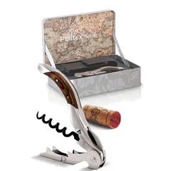 Narzannik “Toledo” two-stage in a gift box  stainless steel, wood , L=18, B=2cm  silver, leather