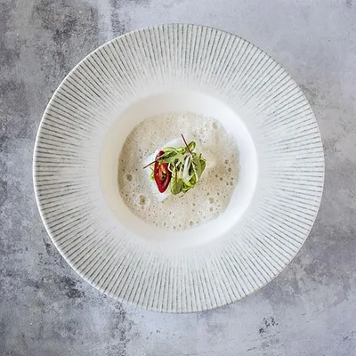 Тарелка для пасты «Ирис» фарфор 400мл D=28см белый,серый, изображение 2