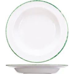 Тарелка глубокая «Грин Дэппл» фарфор D=21,5см белый,зелен.