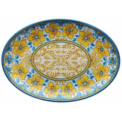 Dish “Narciso” oval plastic ,H=30,L=355,B=255mm mustard, blue