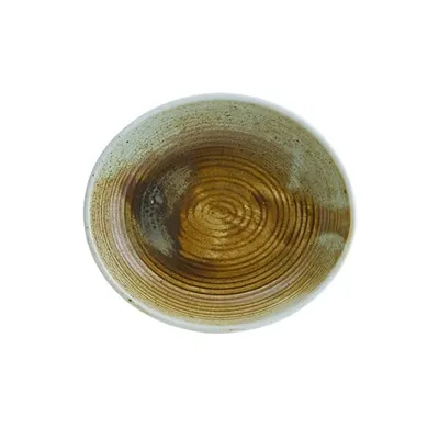 Салатник «Корал» овальный фарфор 150мл ,H=3,L=14,B=12см коричнев.,бирюз.