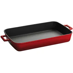 Baking tray 2 handles  cast iron , L=30, B=22cm  black, red