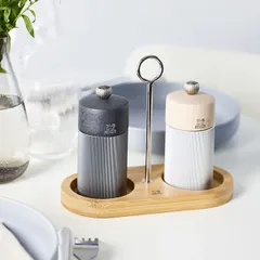 Подставка для мельниц для специй «Линия» для 2 мельниц бамбук,сталь нерж. D=65,L=170мм древесн., изображение 4