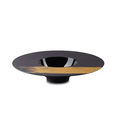 Тарелка «Сфера» керамика D=21,5см черный,золотой, изображение 3