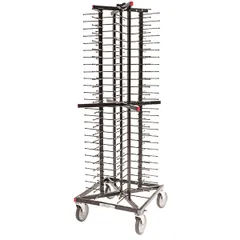 Buffet stand on wheels, 104 plates  stainless steel , H=180, L=60, B=60cm  silver.