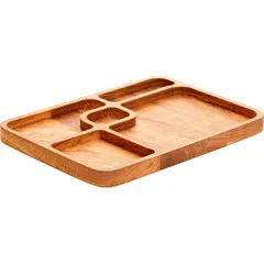 Менажница 5 секций прямоугольная дуб ,H=25,L=350,B=250мм деревян., изображение 2