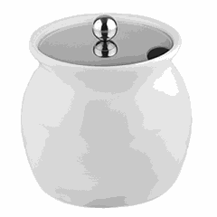Jar with lid  porcelain, stainless steel  2 l  D=17, H=15 cm  white, metal.