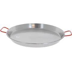 Paella pan 2 handles  white steel  D=280, H=50, L=385mm  silver.